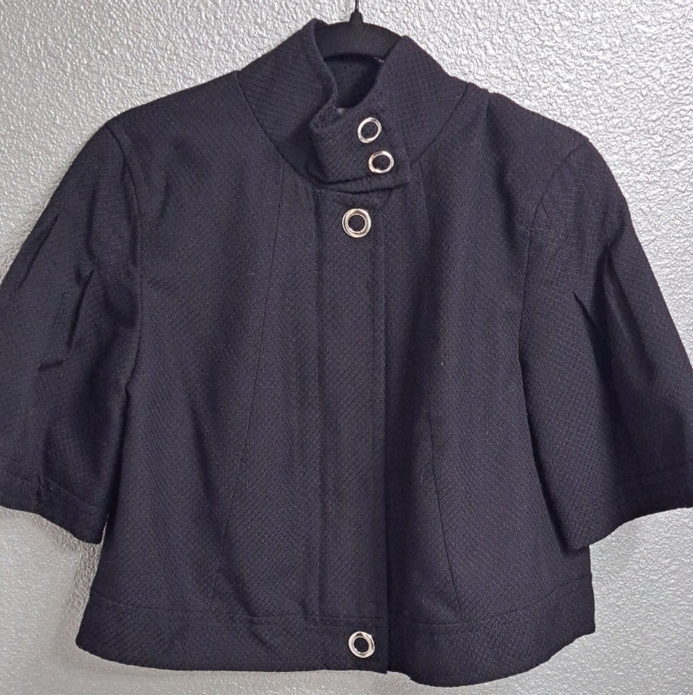 apt 9 Black Textured Cropped Zip Up Jacket Size M - Picture 9 of 13